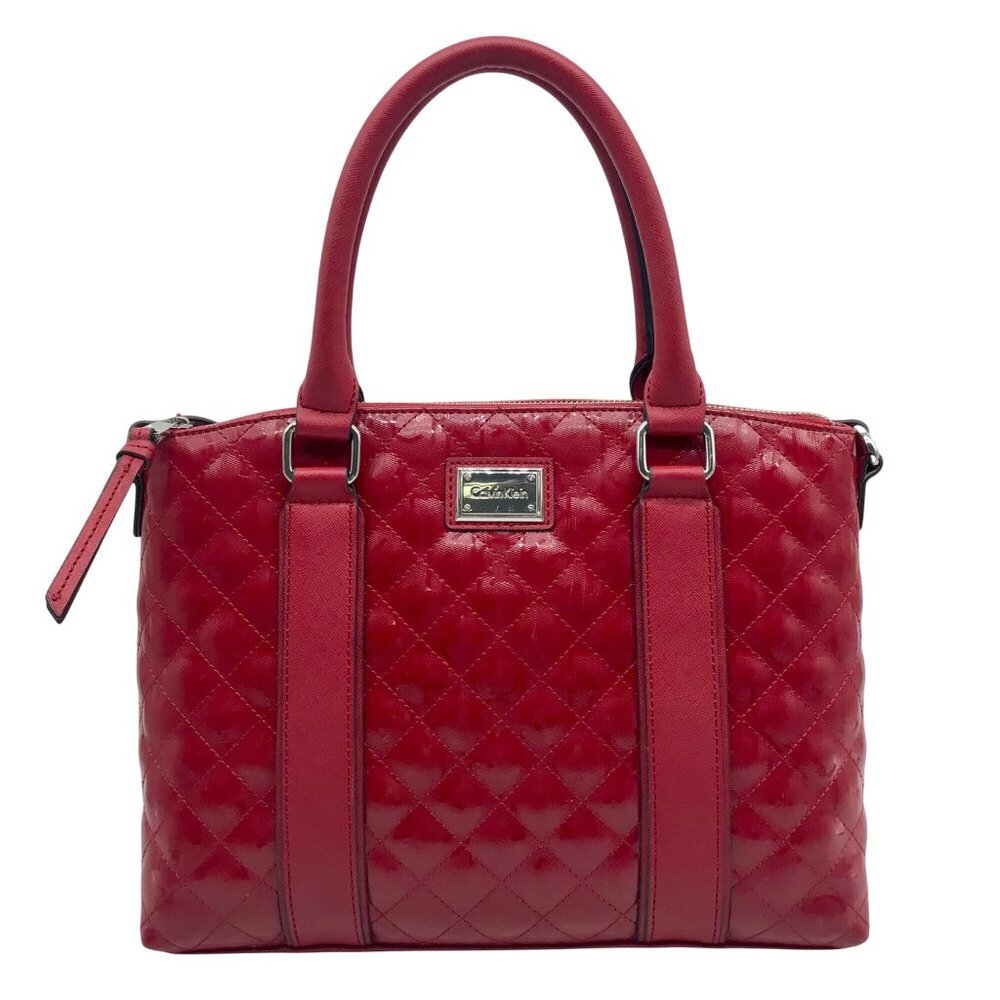 Calvin Klein Red Quilted Convertible Satchel